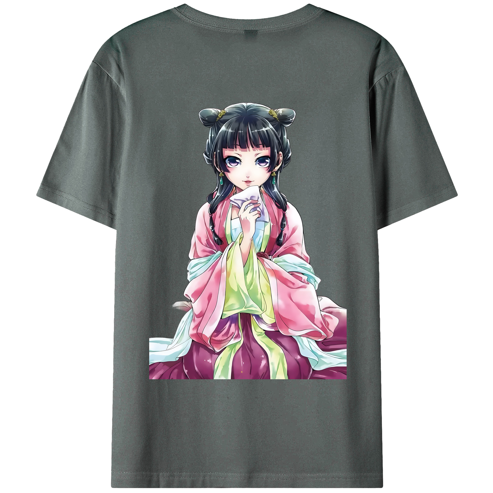 （画像用） 薬屋のひとりごと The Apothecary Diaries 綿100％ メンズ半袖Tシャツ（バックプリント） 通気性